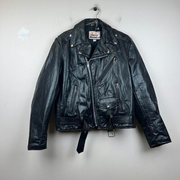 Vintage Other - Vintage Excelled Biker Leather Jacket USA Size 42T / XL Tall